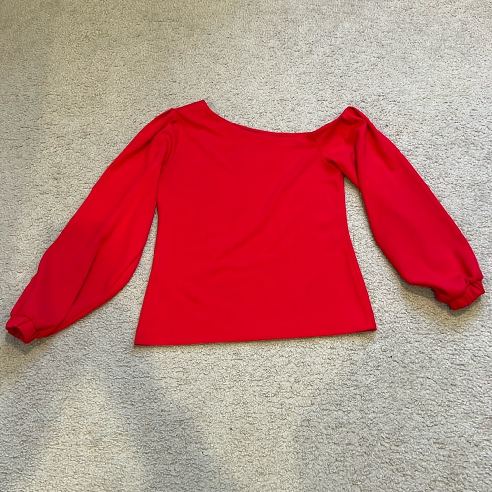 Banana Republic Balloon Sleeve one shoulder blouse red size XS